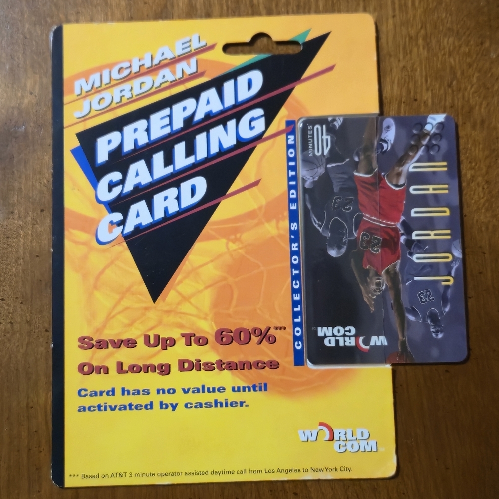 Vintage Michael Jordan Edition World Com Prepaid Calling Card 40 Minutes #40 #23
